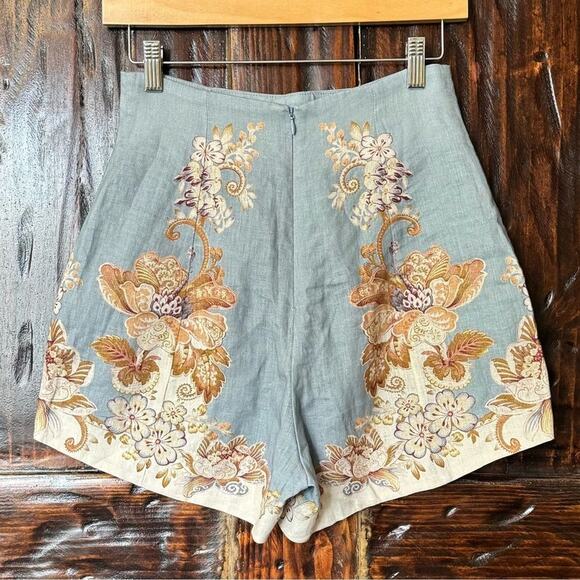 ALEMAIS Blythe Floral Linen Shorts NEW Resortwear High Waisted size 2 - Picture 5 of 5